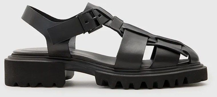 Kožené sandále AllSaints Tess Sandal dámske, čierna farba, W041FC