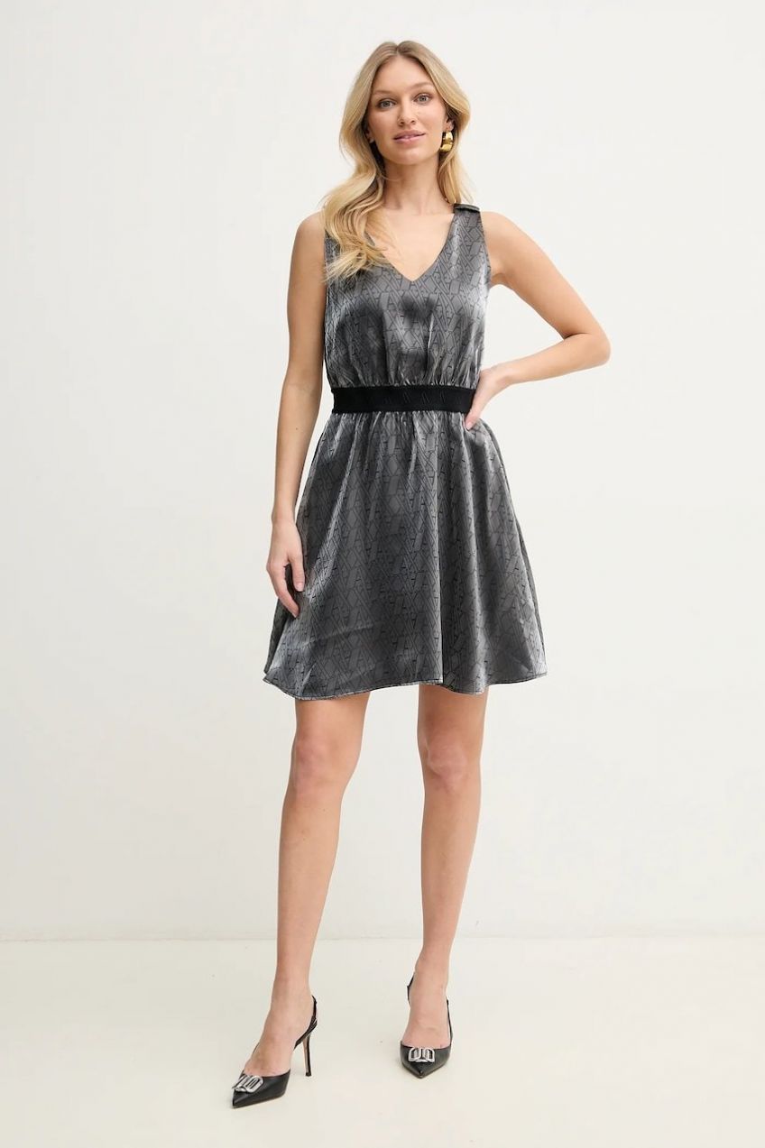 Šaty Armani Exchange šedá farba, mini, áčkový strih, XW000177 AF12055