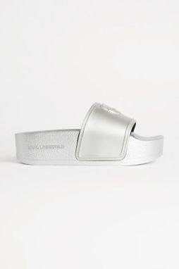 Šľapky Karl Lagerfeld KONDO MAXI dámske, strieborná farba, na platforme, KL80819M