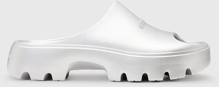 Šľapky AllSaints Eclipse Slider dámske, strieborná farba, na platforme, W033FC