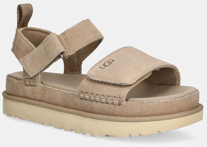 Semišové sandále UGG Goldenstar dámske, béžová farba, na platforme, 1136783-SAN