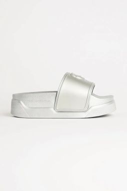 Šľapky Karl Lagerfeld KONDOMINIUM dámske, strieborná farba, na platforme, KL88819