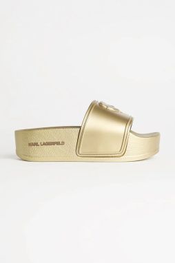 Šľapky Karl Lagerfeld KONDO MAXI dámske, zlatá farba, na platforme, KL80819M