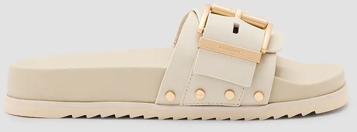 Šľapky AllSaints Ellie Stud Slider dámske, béžová farba, W038FC