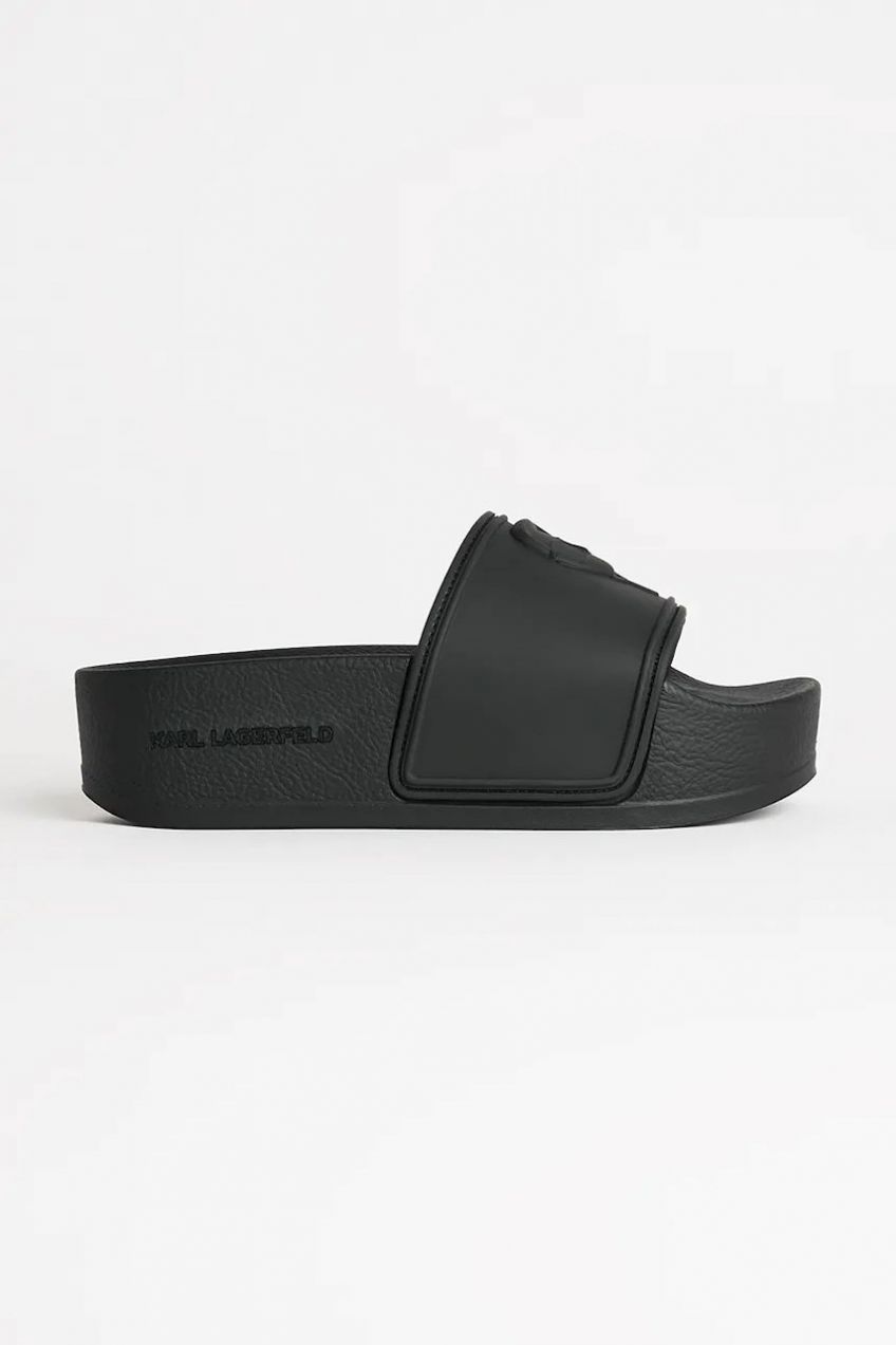 Šľapky Karl Lagerfeld KONDO MAXI dámske, čierna farba, na platforme, KL80819M