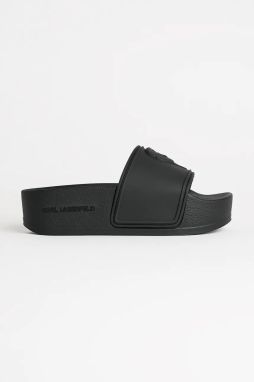 Šľapky Karl Lagerfeld KONDO MAXI dámske, čierna farba, na platforme, KL80819M