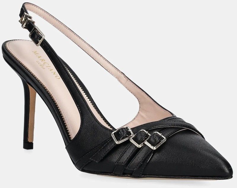 Kožené lodičky Guess SLING BACK BUCKLE S čierna farba, 5GGZ31 7324A
