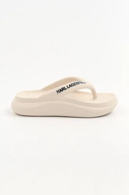 Šľapky Karl Lagerfeld SKOONA II dámske, béžová farba, na platforme, KL85025