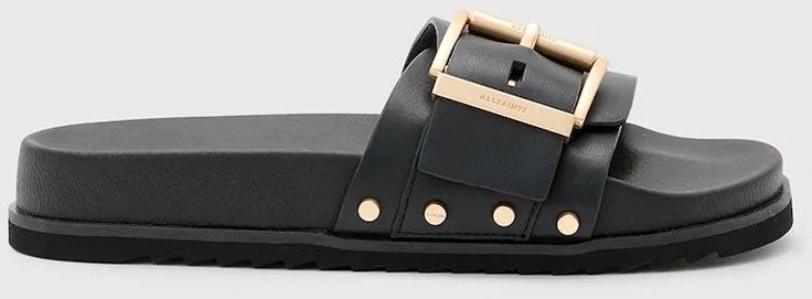 Šľapky AllSaints Ellie Stud Slider dámske, čierna farba, W038FC