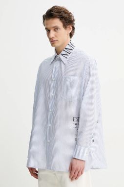 Bavlnená košeľa MM6 Maison Margiela pánska, biela farba, voľný strih, s klasickým golierom, SH0DT0014.M35251