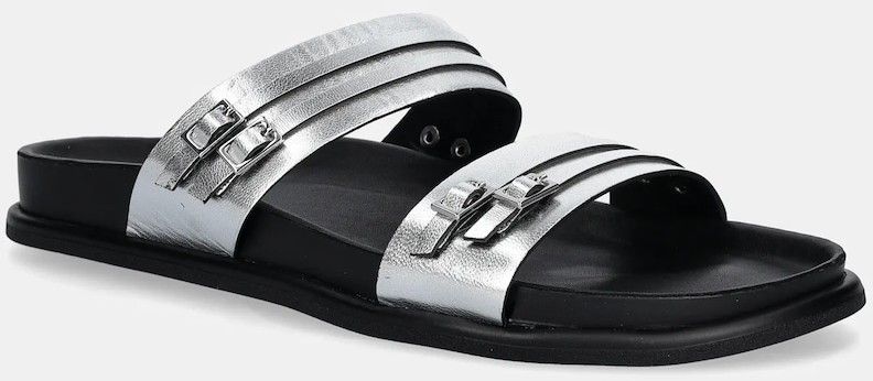 Kožené šľapky Vagabond Shoemakers EFFIE dámske, strieborná farba, 5922-383-79