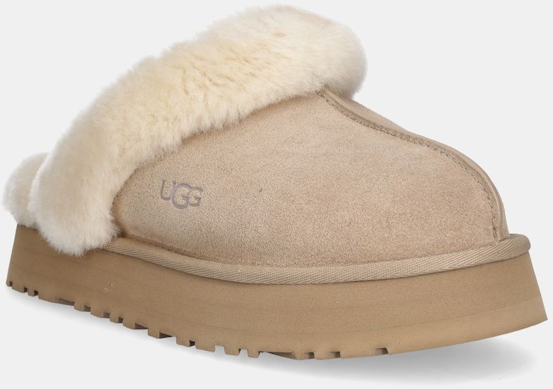 Semišové papuče UGG Disquette béžová farba, 1122550-SAN