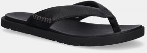 Kožené žabky UGG Seaside II Flip pánske, čierna farba, 1166610-BLK