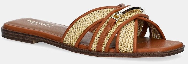 Šľapky Twinset dámske, hnedá farba, 251TGT020