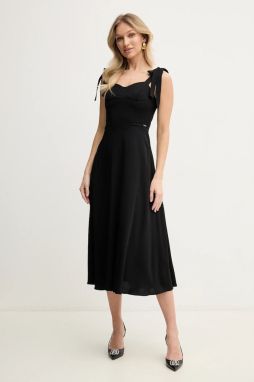 Šaty Armani Exchange čierna farba, midi, áčkový strih, XW000441 AF12742