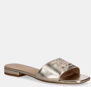 Kožené šľapky Lauren Ralph Lauren Everley Sld dámske, zlatá farba, 802970531001