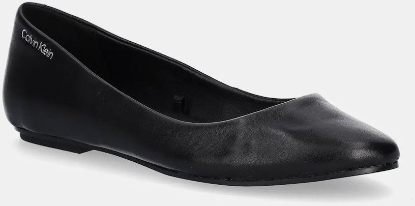 Kožené balerínky Calvin Klein FLAT MARY JANE - LTH čierna farba, HW0HW02341