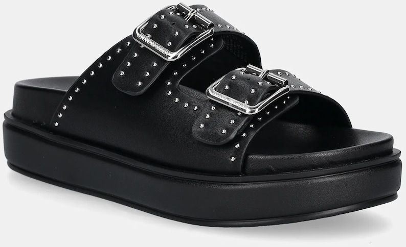 Kožené šľapky Steve Madden Freelance dámske, čierna farba, na platforme, SM11003598