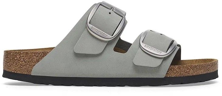 Nubukové šľapky Birkenstock Arizona Big Buckle dámske, šedá farba, 1029311