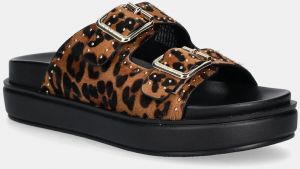 Kožené šľapky Steve Madden Freelance-L dámske, hnedá farba, na platforme, SM11003597