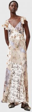 Šaty AllSaints LALA DRESS béžová farba, maxi, áčkový strih, W074DC