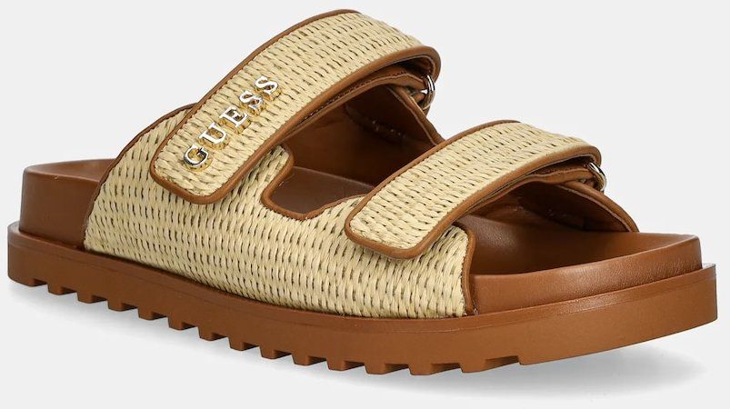 Šľapky Guess FADELIZE dámske, béžová farba, FLJFDE FAP19