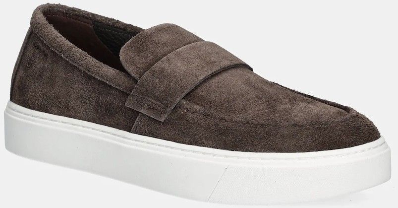 Semišové mokasíny Calvin Klein MOCCASIN SUE UNLINED pánske, hnedá farba, HM0HM01819