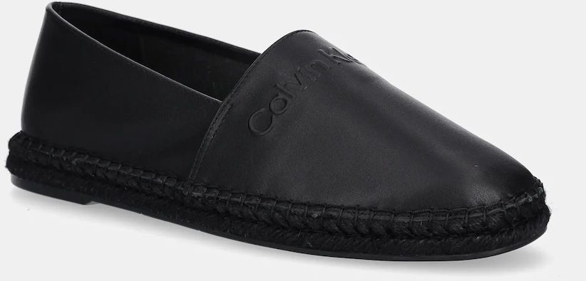 Kožené espadrilky Calvin Klein ESPADRILLE LTH čierna farba, HM0HM01882