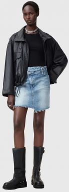Rifľová sukňa AllSaints AKI CROSSOVER mini, rovný strih, W006RC