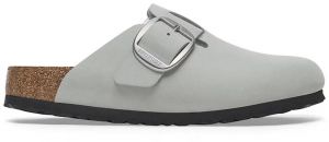 Nubukové šľapky Birkenstock Boston Big Buckle dámske, šedá farba, 1029303