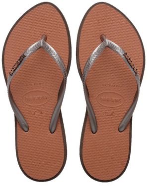 Šľapky Havaianas SLIM POINT dámske, hnedá farba, 4149584.0727