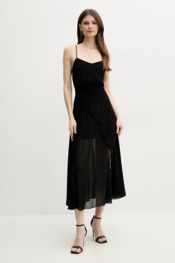 Šaty Armani Exchange čierna farba, midi, rovný strih, XW000199 AF12741
