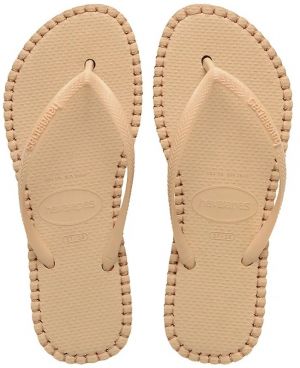Šľapky Havaianas SLIM FLATFORM dámske, béžová farba, 4149928.8858