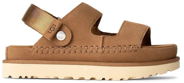 Semišové šľapky UGG Goldenstar Glide dámske, hnedá farba, na platforme, 1167399-CHE