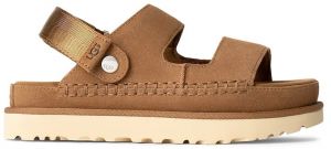 Semišové šľapky UGG Goldenstar Glide dámske, hnedá farba, na platforme, 1167399-CHE