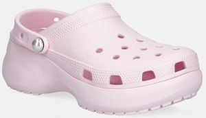 Šľapky Crocs Classic Platform Pearl Clog dámske, ružová farba, na platforme, 211231-6ZW