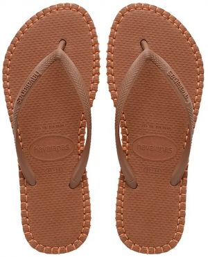 Šľapky Havaianas SLIM FLATFORM dámske, hnedá farba, 4149928.1976