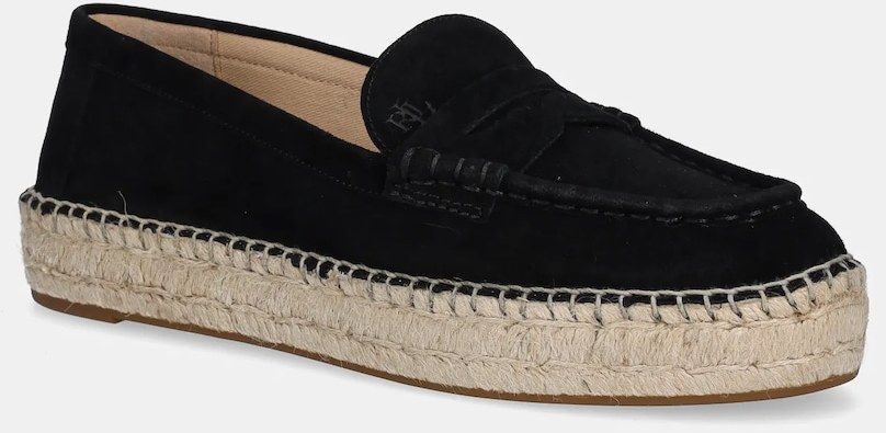 Semišové espadrilky Lauren Ralph Lauren Luize Loafer čierna farba, 802953958003