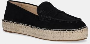 Semišové espadrilky Lauren Ralph Lauren Luize Loafer čierna farba, 802953958003