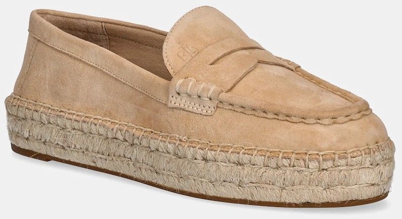 Semišové espadrilky Lauren Ralph Lauren Luize Loafer béžová farba, 802953958007