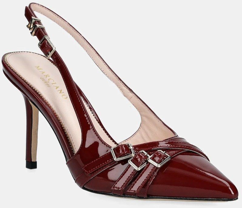 Kožené lodičky Guess SLING BACK BUCKLE S červená farba, 5GGZ31 7231A