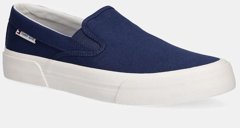 Tenisky Tommy Jeans SLIP ON CANVAS COLOR tmavomodrá farba, EM0EM01544