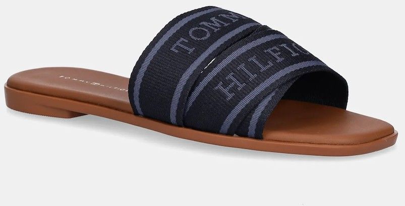 Šlapky Tommy Hilfiger TOMMY HILFIGER WEBBING MULE dámske, tmavomodrá farba, FW0FW08421