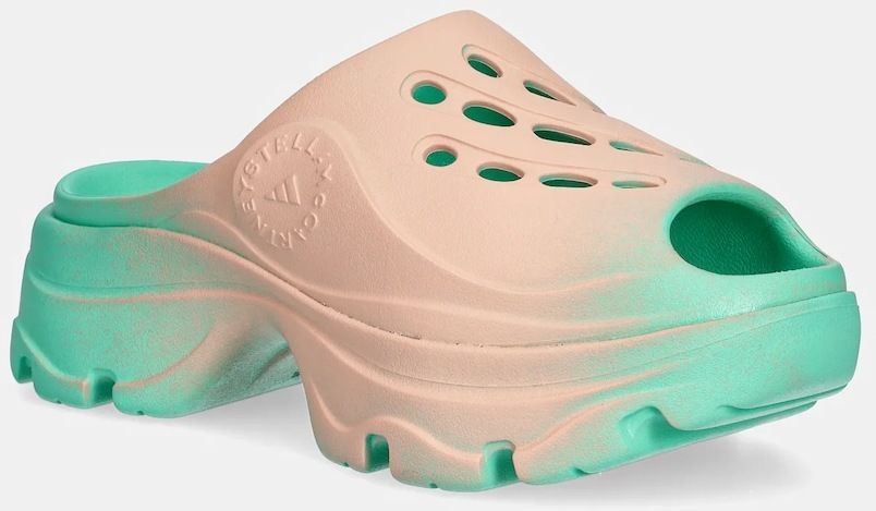 Šľapky adidas by Stella McCartney Clog dámske, zelená farba, na platforme, JH8952