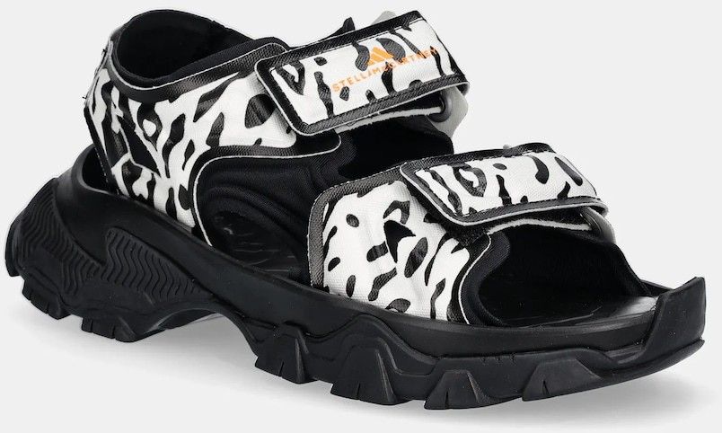 Sandále adidas by Stella McCartney Hika Sandal Canvas AOP dámske, čierna farba, IF1797