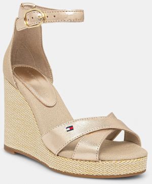 Sandále Tommy Hilfiger FLAG METALLIC HIGH WEDGE ESPAD zlatá farba, FW0FW08811
