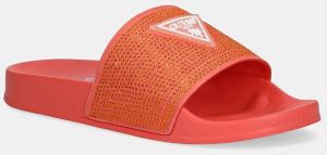 Šľapky Guess BEACH SLIPPERS STRASS dámske, oranžová farba, E4GZ25 BB00F