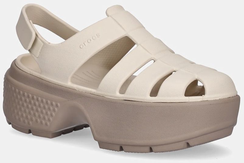 Sandále Crocs Stomp Fisherman Sandal dámske, béžová farba, na platforme, 209938-0LL