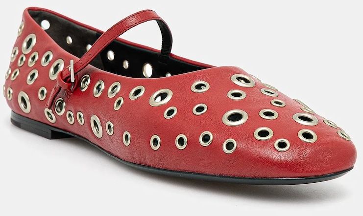 Kožené balerínky Tory Burch Eyelet Mary Jane Ballet bordová farba, 162679-960