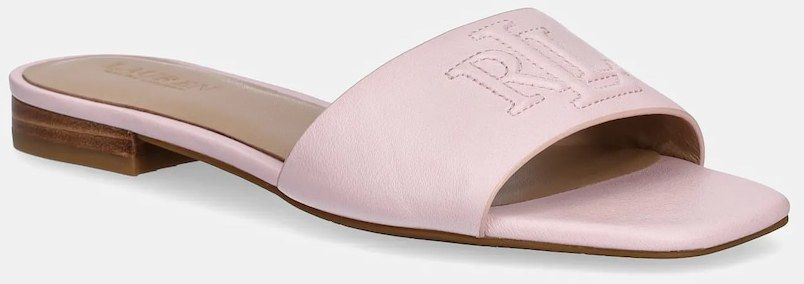 Kožené šľapky Lauren Ralph Lauren Everley Sld dámske, ružová farba, 802959143007